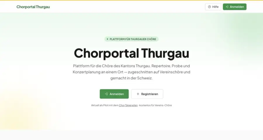 Bildschirmfoto von Chorportal Thurgau